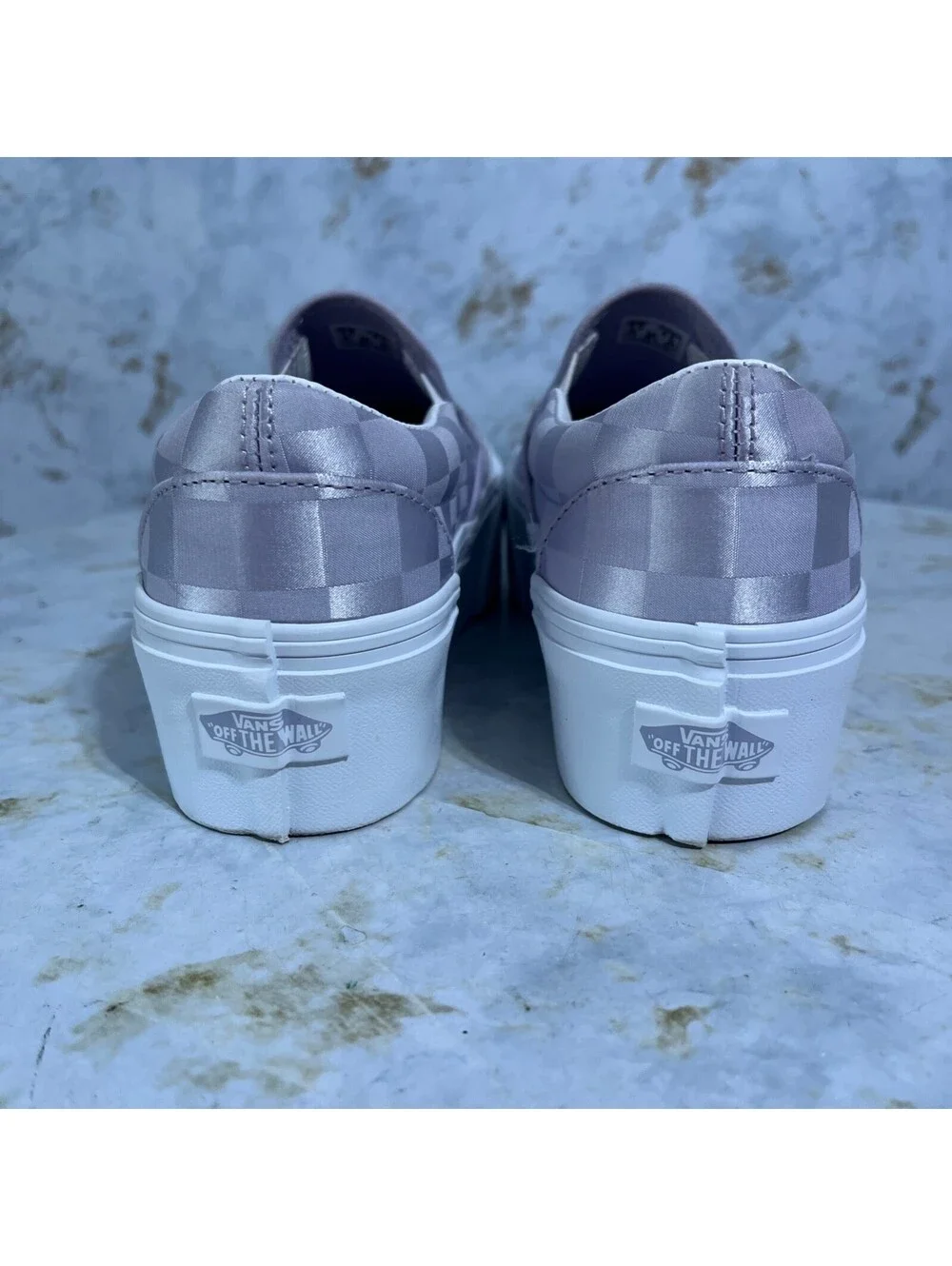 Vans Slip On Stackform Women's Size 6.5 Shoes Purple White Low Platform Sneakers
